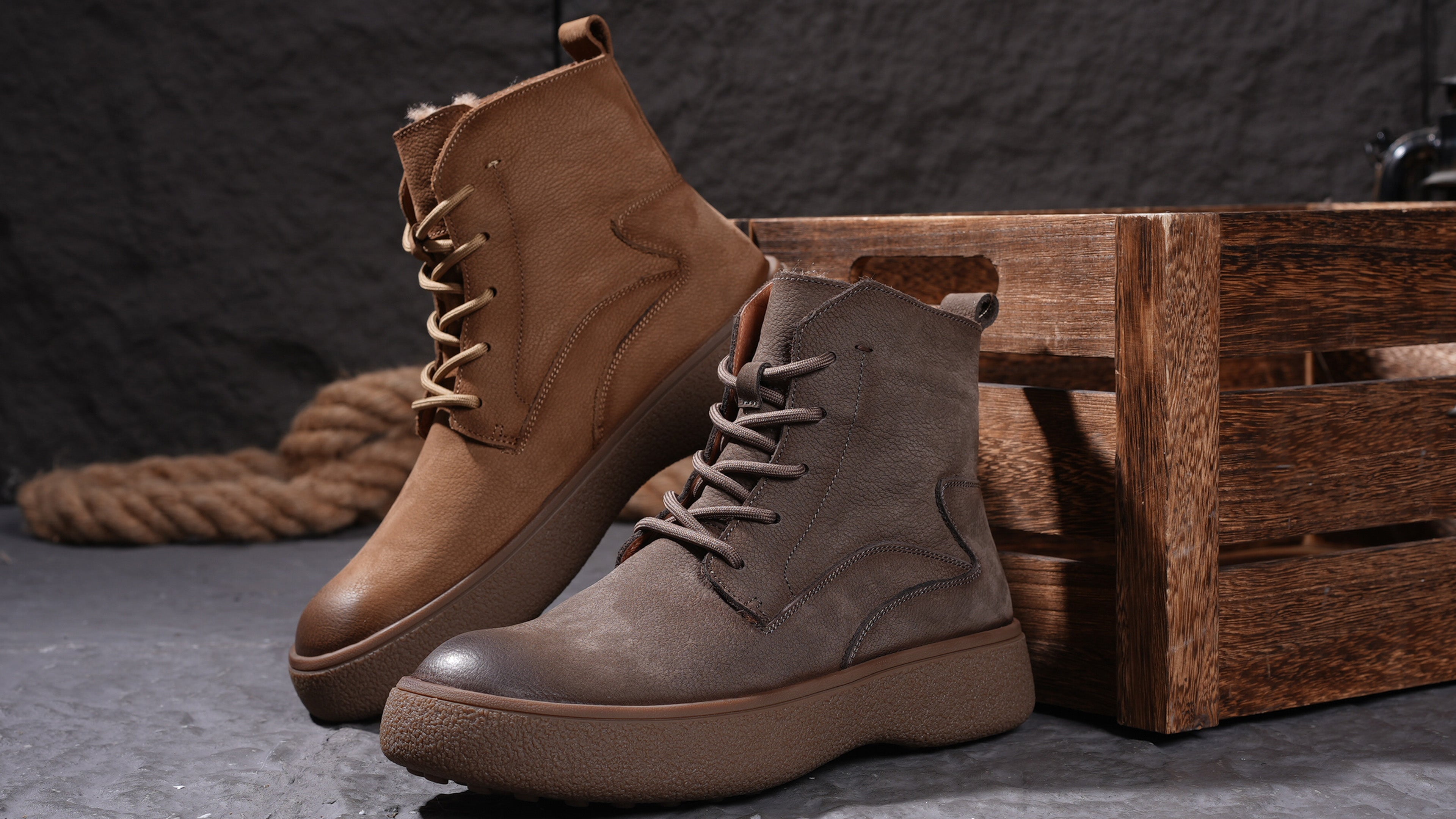 AFrown men casual lace up shoes boots
